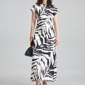 Black Contemporary Elegance Women's Zebra Printed Dress